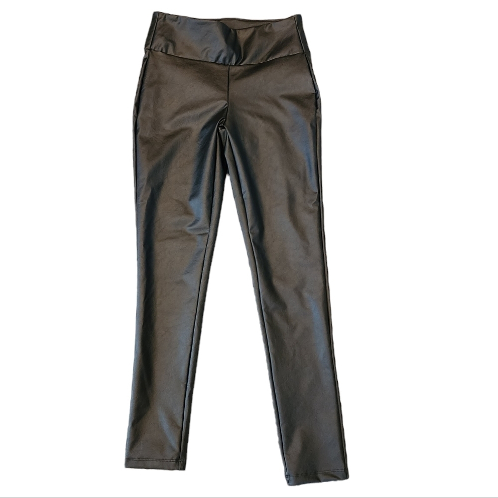 Kendall & Kylie Black Vegan Faux Leather Pull-On Pants Leggings Size Small